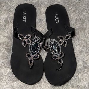 💰Mixit Black Sandals with Embellished Design